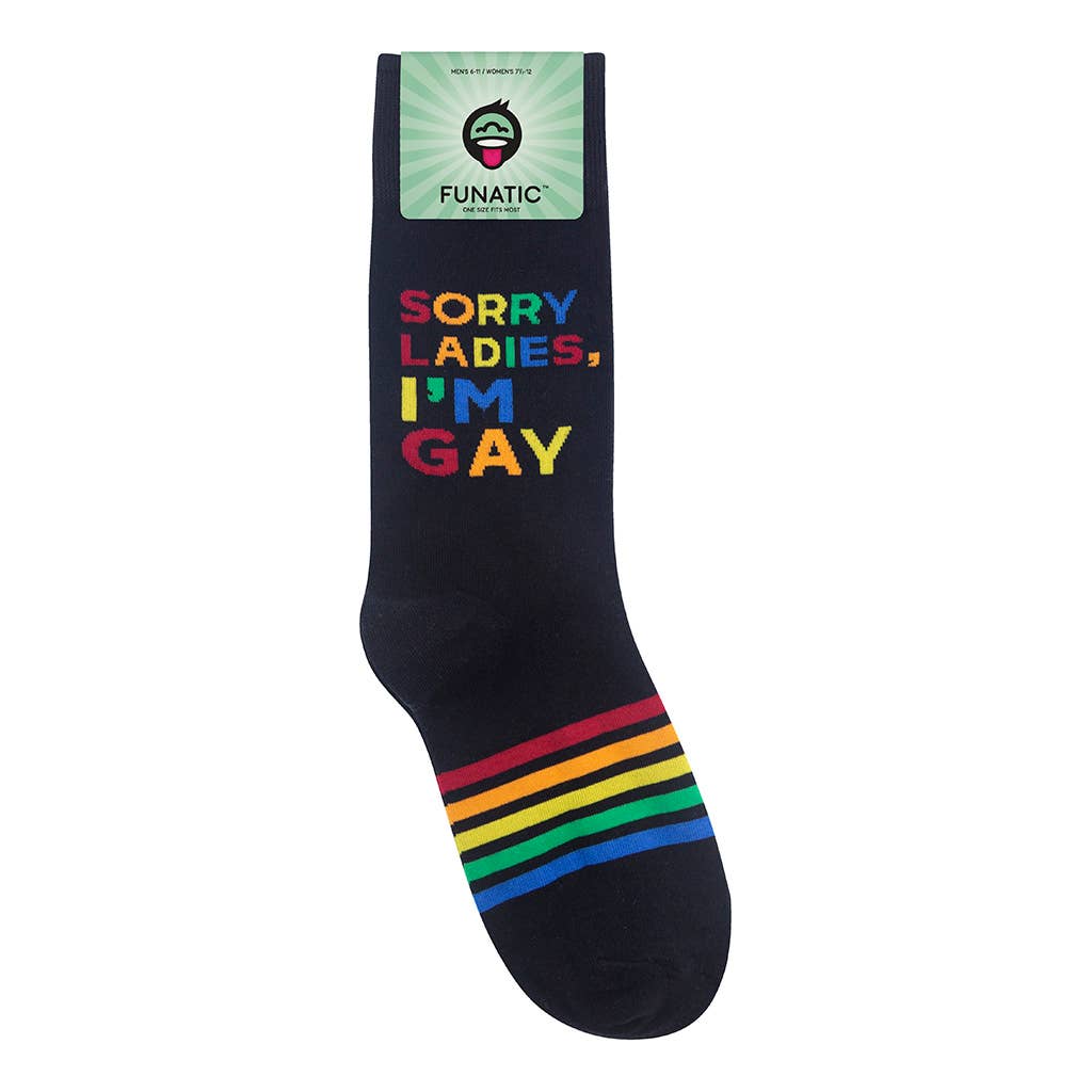 Funatic - About Face Designs - Nice Enough Merch Co - Wholesale Socks - Unisex - Sorry Ladies, I'm Gay Socks | Funatic3