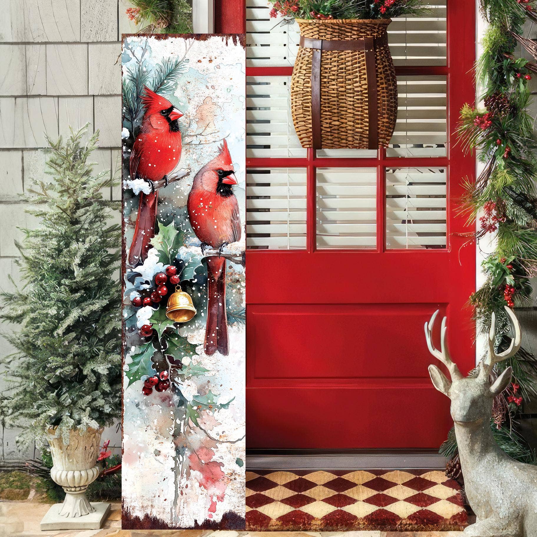 TX USA Corporation - Wholesale Christmas Wall Art - 48" Merry Christmas Front Porch Sign | Snowy Cardinals Outdoor Holiday Decor7