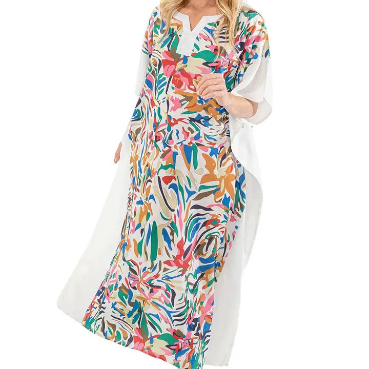 Women Long Kaftans Summer Holiday Dress Black Camo S-3XL for wholesale by Muqeem & Brothers