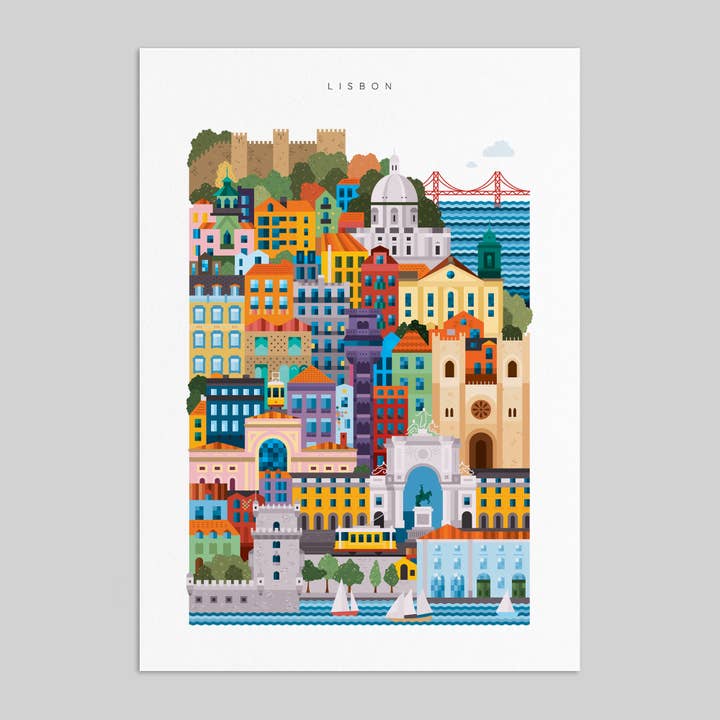 Impressão em bloco A3 de Lisboa por atacado de The City Works