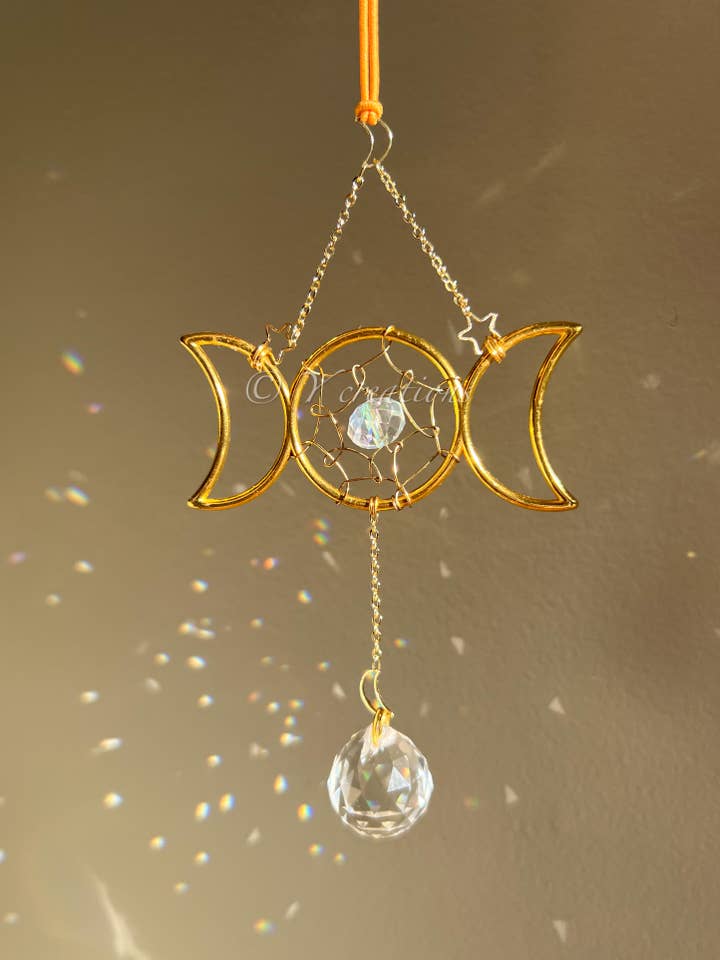 Triple Moon Goddess Suncatcher for wholesale by Y Creations LLC