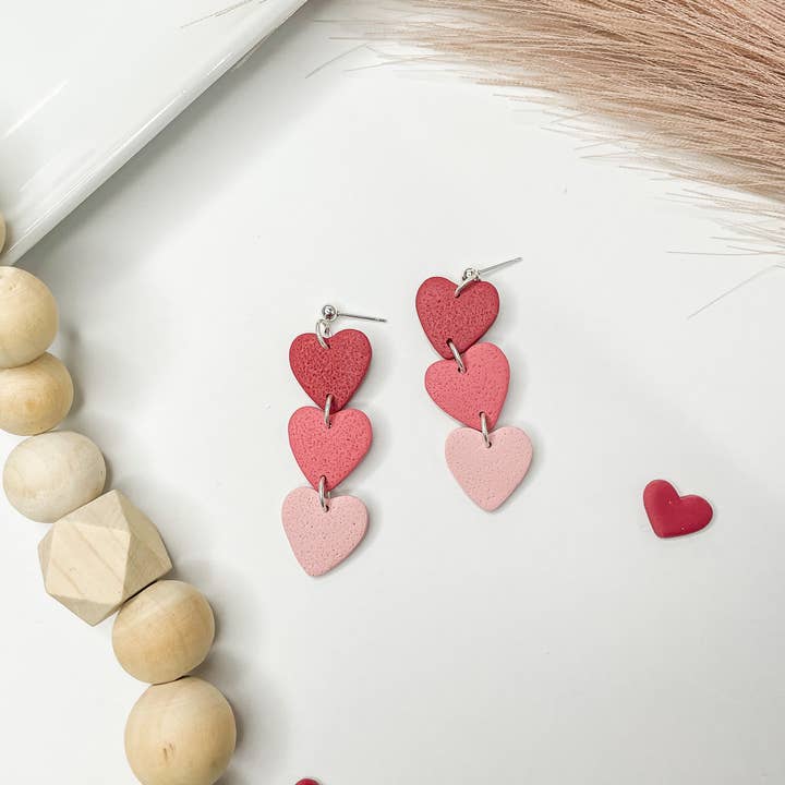 Polymer Clay Heart Valentine's Day Earrings for wholesale by Lily Ann Clay Designs