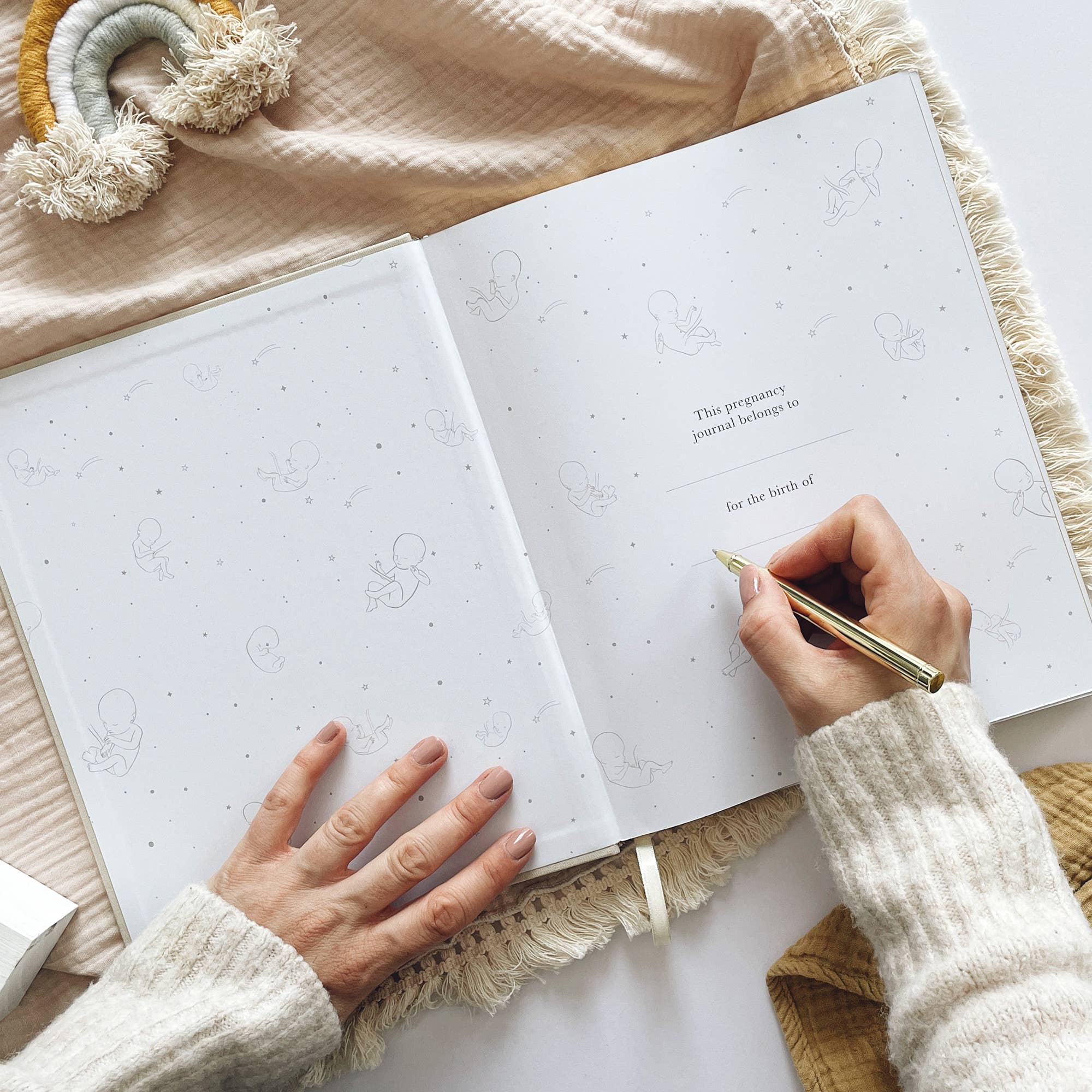 Blush And Gold - Venta al por mayor Diario - Premamá - Diario de embarazo (Perla) - recuerdo para futuros padres8