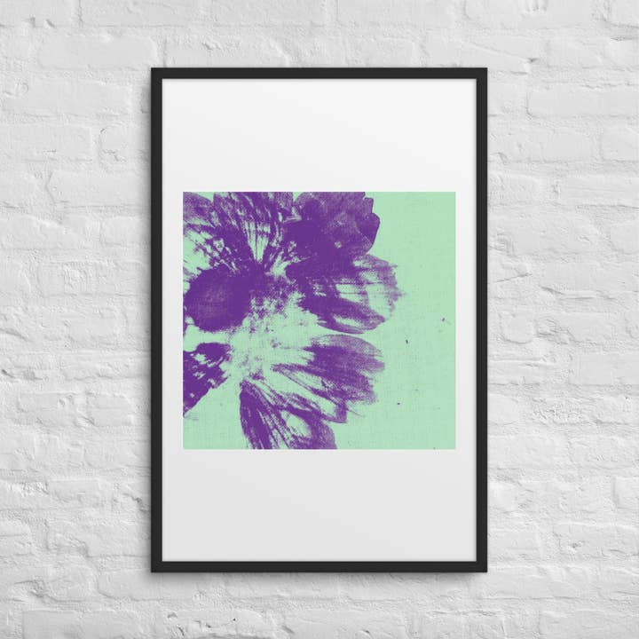 Framed Mint Hammered Flower Poster for wholesale by Milosh Design