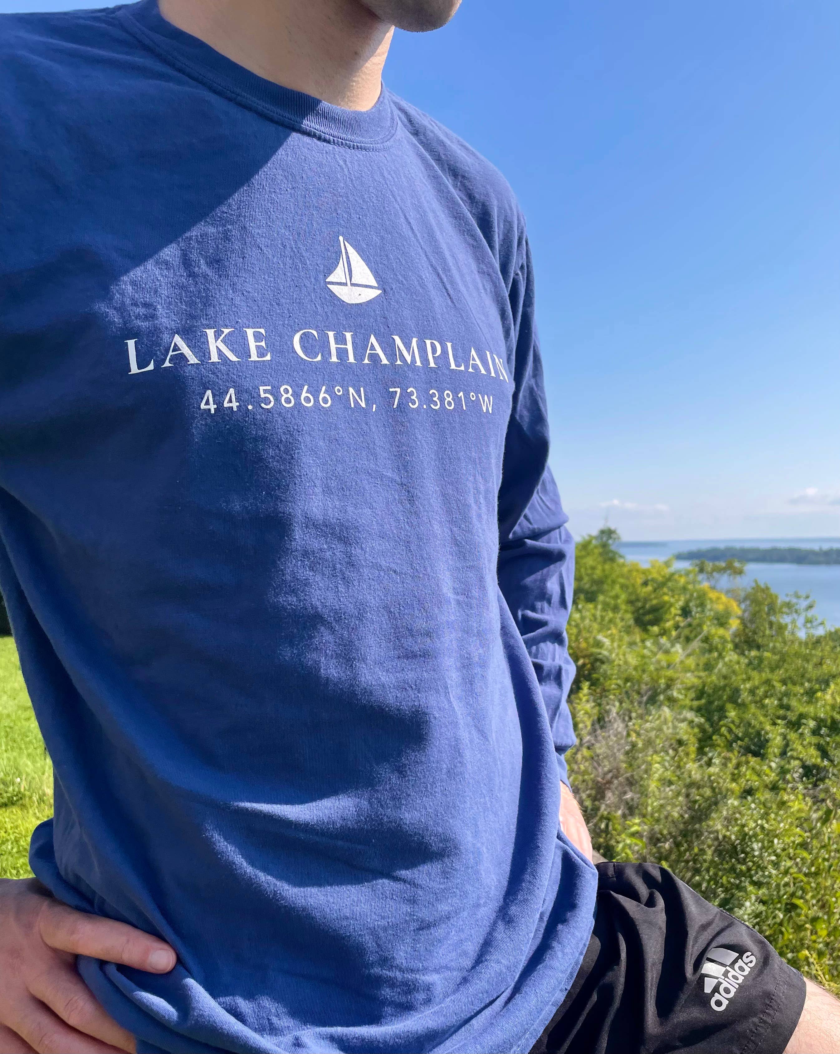 Just Wandering Co. - Wholesale Screen Printed T-Shirt - Unisex - Lake Champlain Long Sleeve Shirt | Plattsburgh, New York | B1