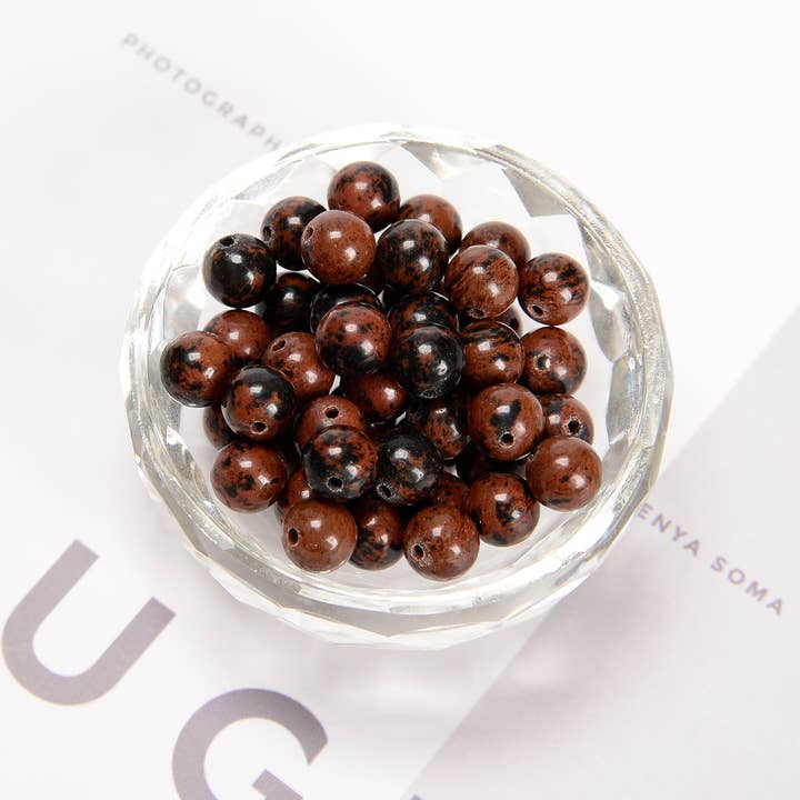 CRCBEADS - Wholesale Beads - Natural Mahogany Obsidian Smooth Round Beads Size 6mm 8mm 10mm 15.5'' Strand2