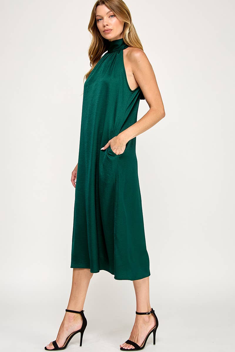 Peace Love Line - Vendita all'ingrosso Vestito - Donna - PL9156 - ABITO MIDI HALTER IN TESSUTO SOLIDO21