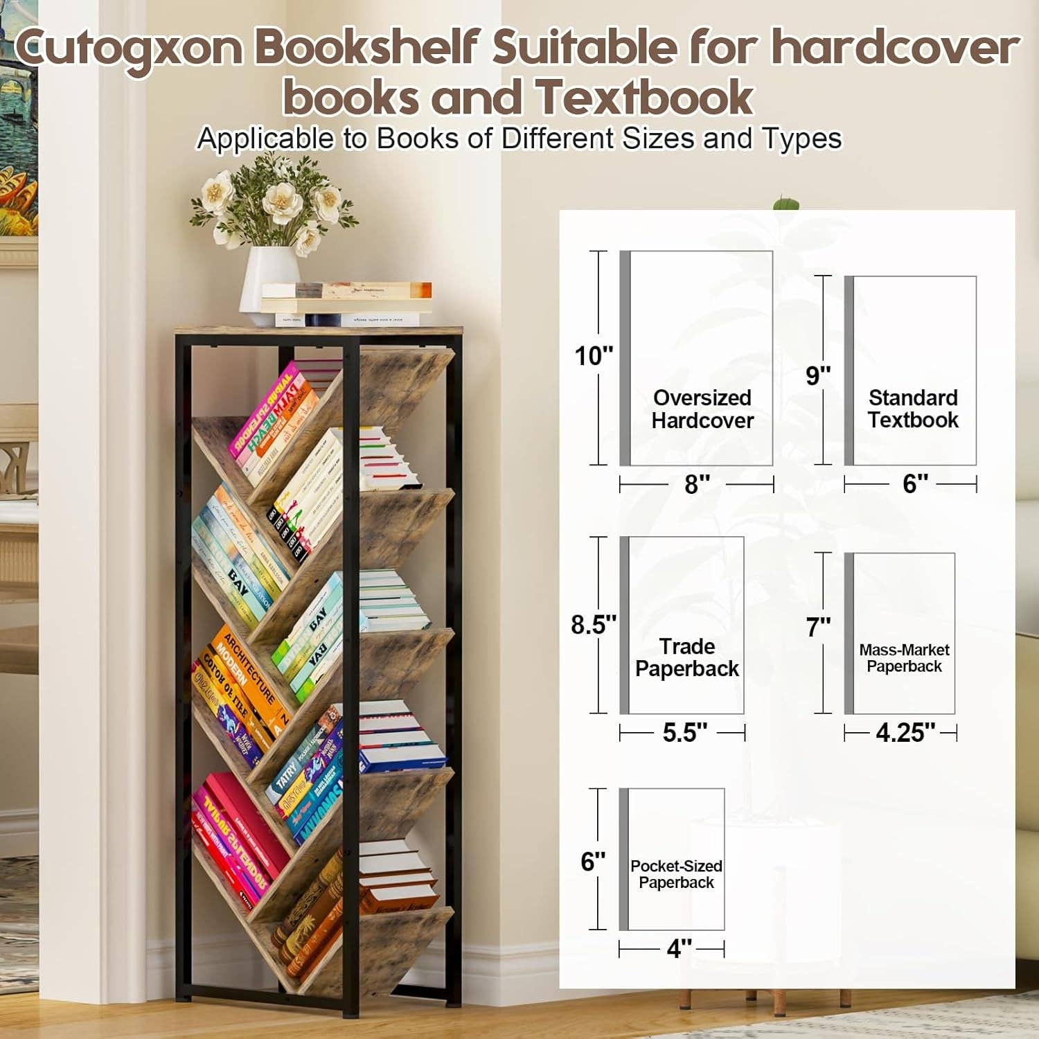 ShipItFurniture - Wholesale Bookcase - Tree Bookshelf 9 Tier Floor Standing Wooden Bookcase For Small Spaces2