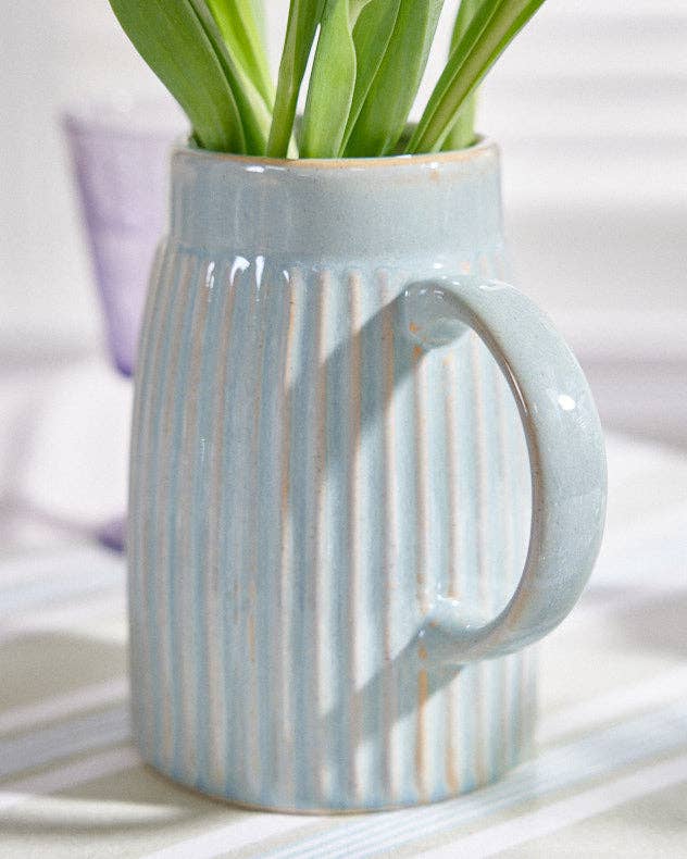 Dibor – wholesale Vase – Ribbed Blue Pitcher Jug Vase4