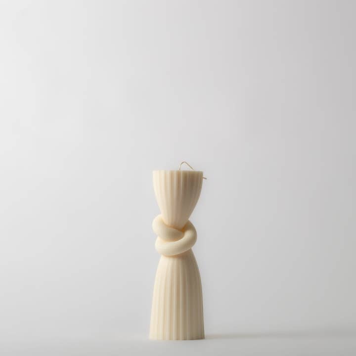 Natural Wax FRANCESCA - Pillar Candle with Knot Design for wholesale on Faire0