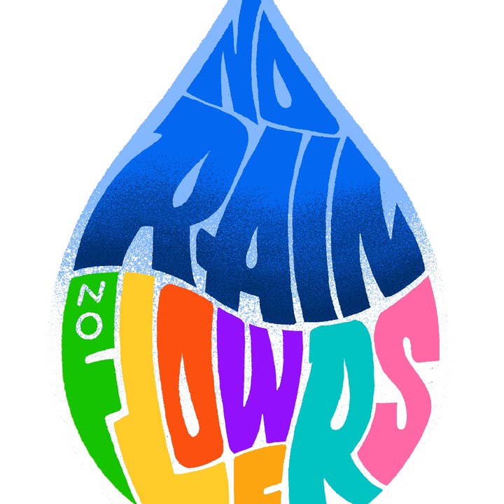 Autocollant unique No Rain No Flowers pour la vente par Bench Pressed