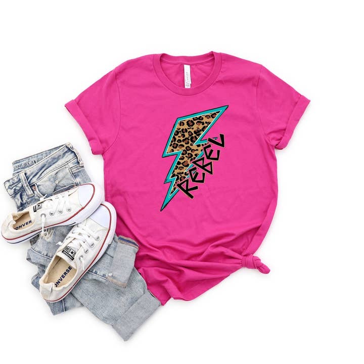 Simple Tymes - Wholesale Screen Printed T-Shirt - Women's - Rebel Lightening Bolt Printed Tee0