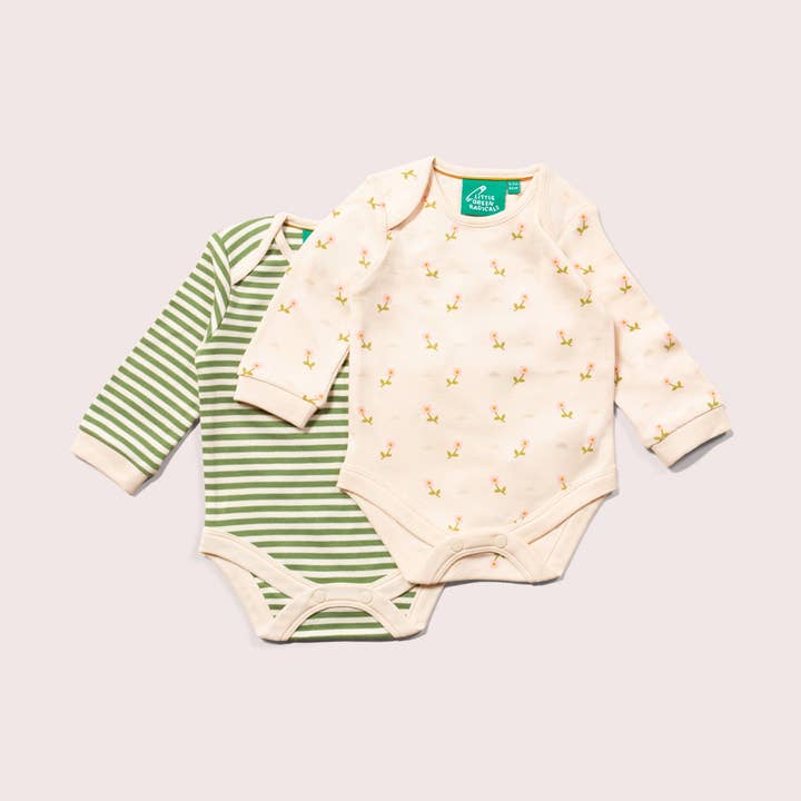 Conjunto de Body Baby Biológico Flores Rosa - 2 Pack por atacado de Little Green Radicals EU