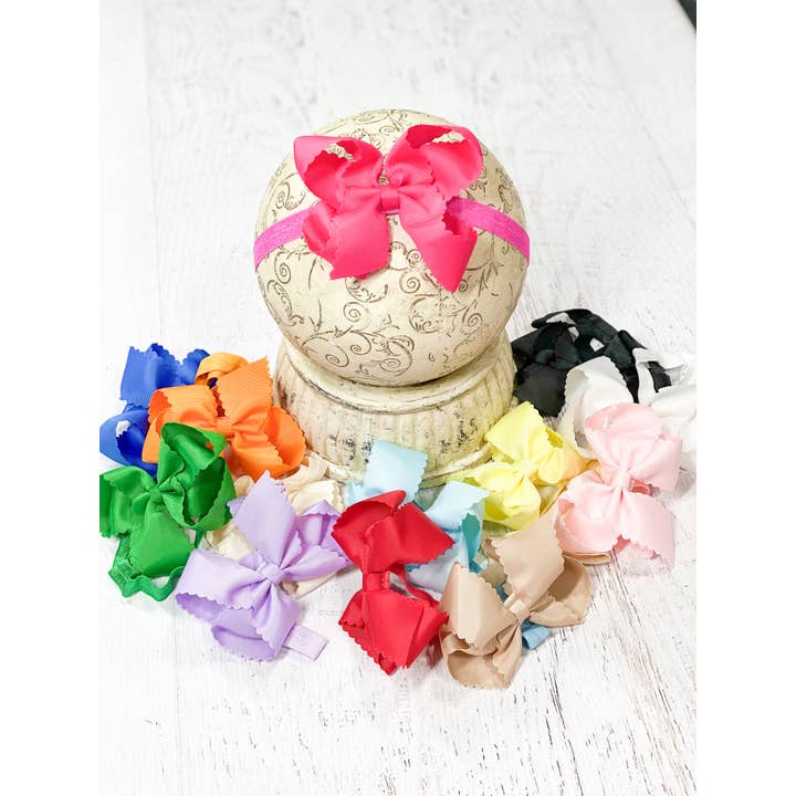 The Hair Bow Company - Wholesale Fashion Headband - Women's - Classic Scalloped Bow - Headband - 4.5"