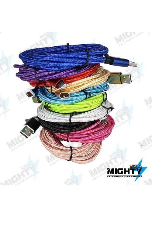 Mighty Wireless - Wholesale Charging Cable - 10ft Fast Charge Cable for Micro-Lightning-Type C MW3MS2
