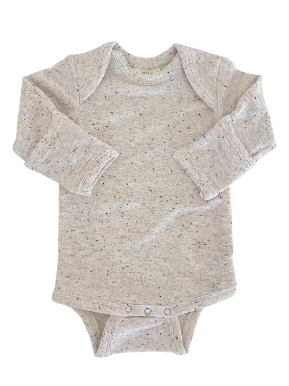 SIIX Collection - Wholesale Bodysuit (Non-Footed) - Baby - Dove Speckle / Long Sleeve Bodysuit0