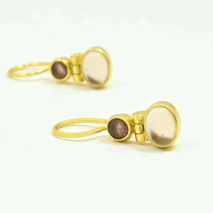 Schmuckoo Berlin - Wholesale Dangle Earrings - Alya Earring Gold Silver 925 - Morganite & Strawberry Quartz2