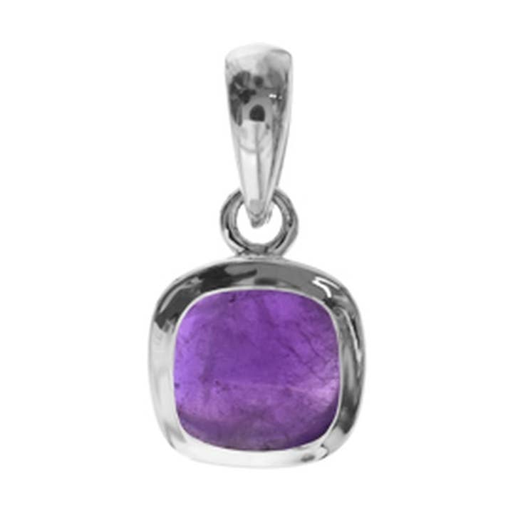 Ciondolo squircle ametista Samira per la vendita all'ingrosso da parte di Kali Ma Designs - Sterling Silver Jewellery