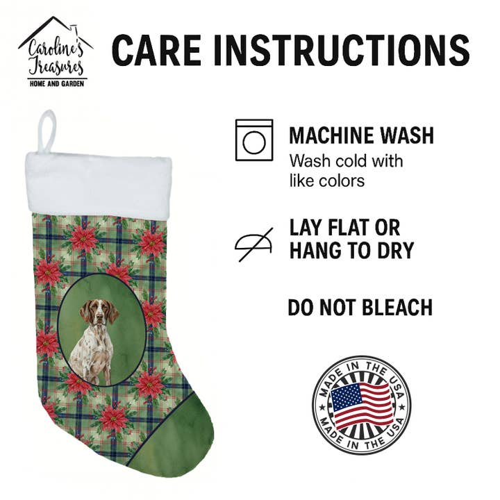 Caroline's Treasures - Wholesale Holiday Stocking - Pets - German Shorthaired Pointer Christmas Poinsettas Stocking WD3