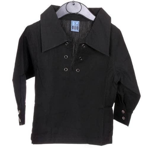 Camisa Ghillie, Menino, Preto por atacado de The Scotland Kilt Company