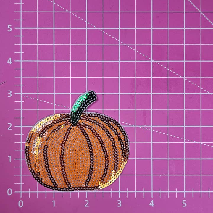 Scratch Decor - Wholesale Patch - Pumpkin Orange Sequin Iron On Patch1