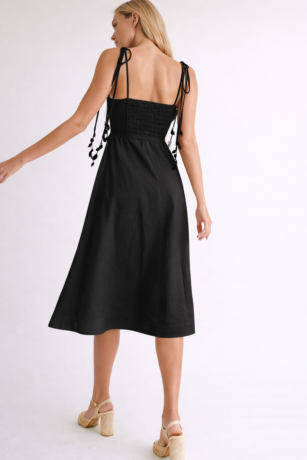 Endless Blu - Wholesale Dress - Women's - LD1003 Linen Midi Dress with Corset Bodice4