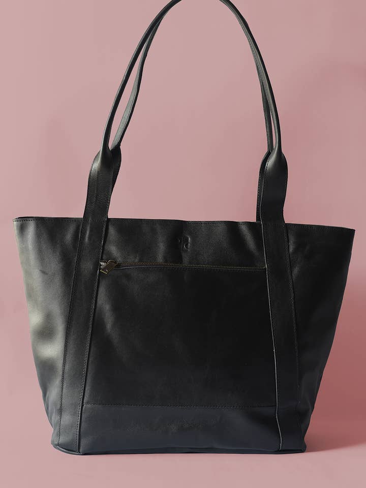 MARQUAGE PERSONNALISÉ | Sac de voyage en cuir | Noir pour la vente par Purse & Clutch