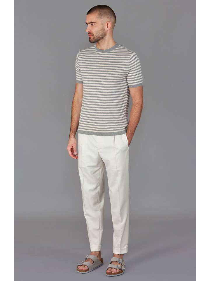 Paul James Knitwear - Wholesale T-Shirt - Men's - Mens Ultra Fine Cotton Knitted Breton T-Shirt