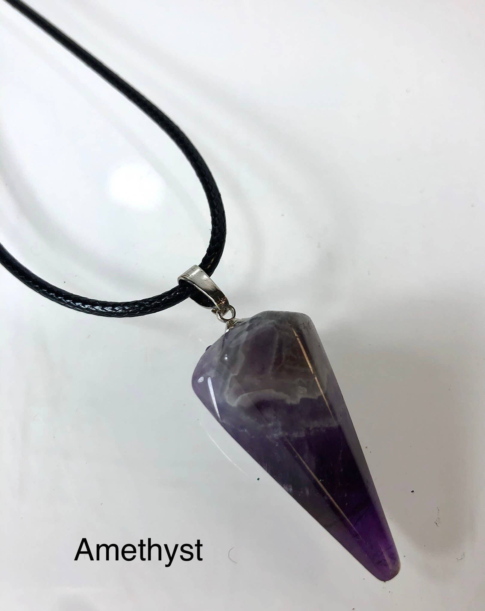 KayleeNYC - Vente Breloques/médailles personnalisées - Pendentif pendule naturel en cristal : améthyste, œil de tigre, quartz rose2