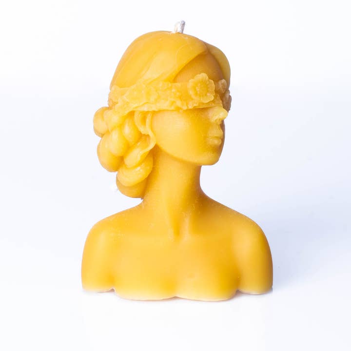 Blindfolded Goddess Candle - 100% Beeswax - Handmade for wholesale by Messner Bee Farm