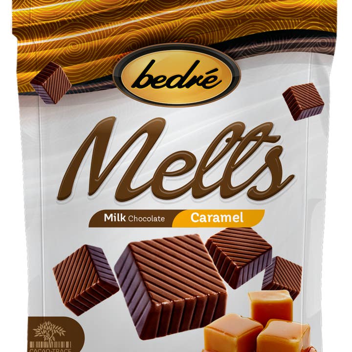 Caramel Melts Pouch Bag for wholesale by Bedré Fine Chocolate