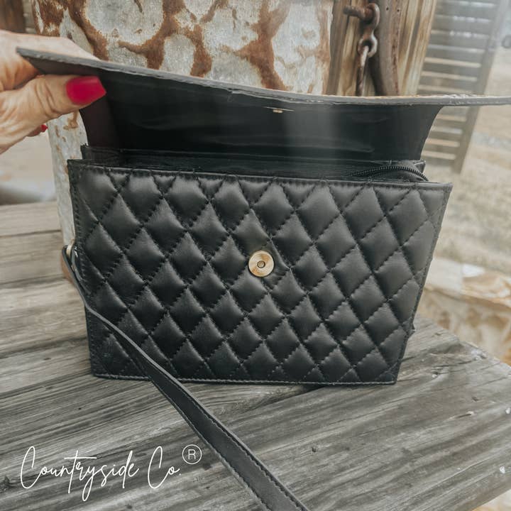 Texas Western Cowhide Bags and More - Wholesale Crossbody Bag - Women's - Quilted Leather Purse with Tooled Leather