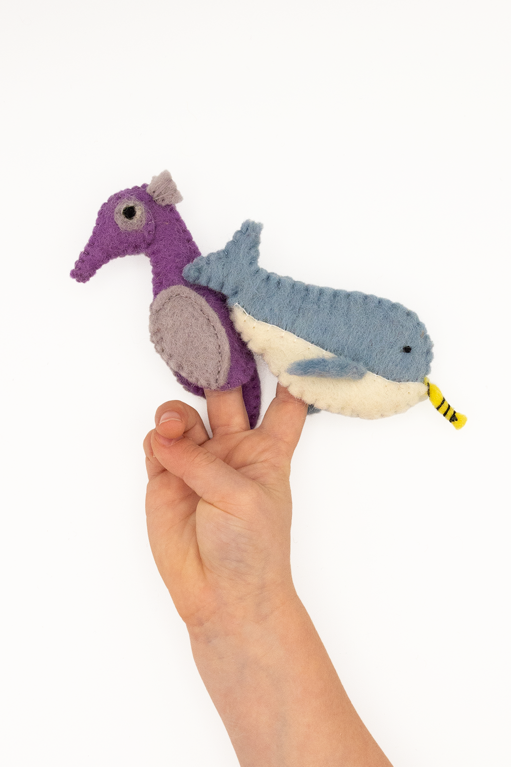 Nivas - Wholesale Finger Puppet - Kids & Baby - Finger Puppet - Narwhal and Seahorse (Ocean theme) 3