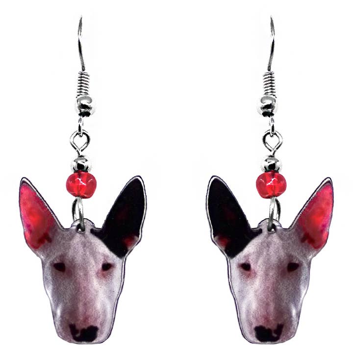 Pichincha - Vente Boucles d'oreilles pendantes - Boucles d'oreilles pendantes en acrylique pour chien Bull Terrier1
