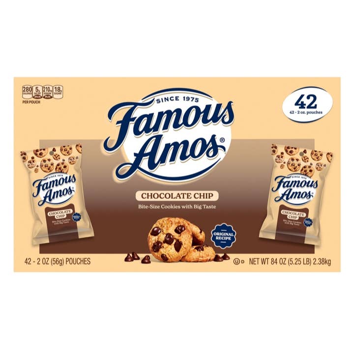Biscuits aux pépites de chocolat Famous Amos, 2 oz., paquet de 42 pour la vente par Majestic Wholesale