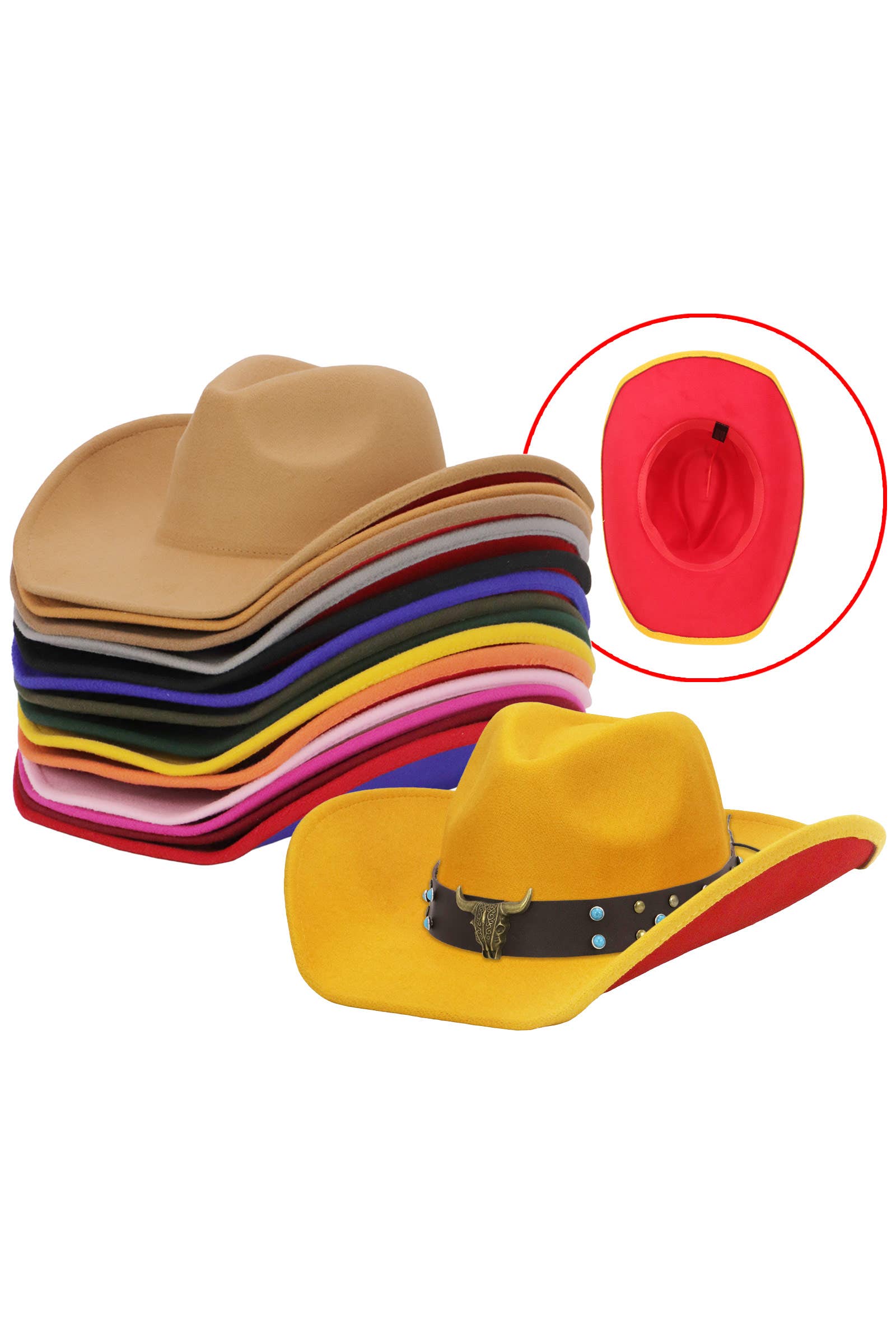 Cap Zone - Vendita all'ingrosso Cappello da cowboy - Unisex - Cappello da Cowboy in Feltro Bicolore Turchese Buffalo16