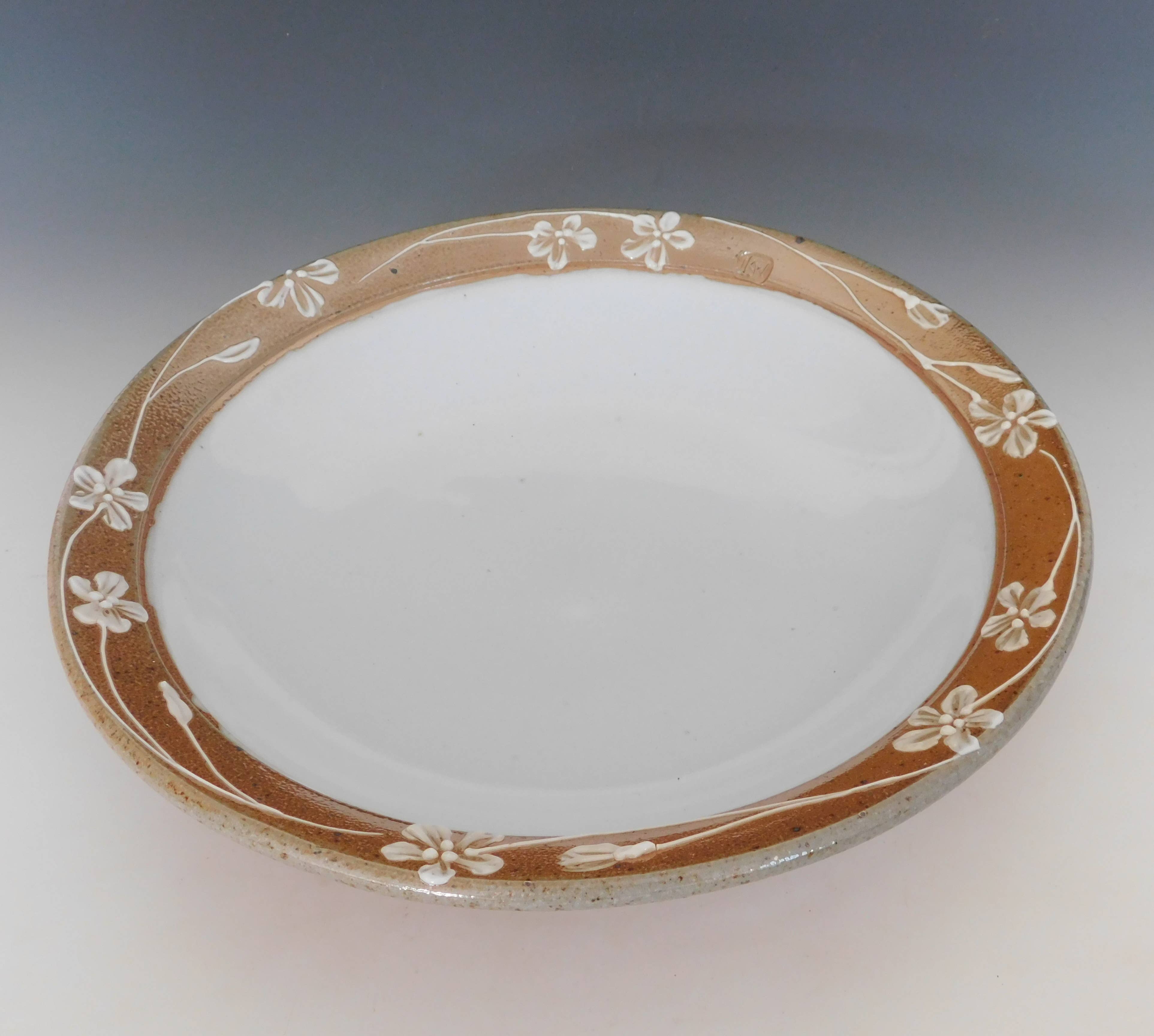 Fine Mess Pottery - Wholesale Serve Bowl - Pasta Serving Bowl. Flax Blossoms1