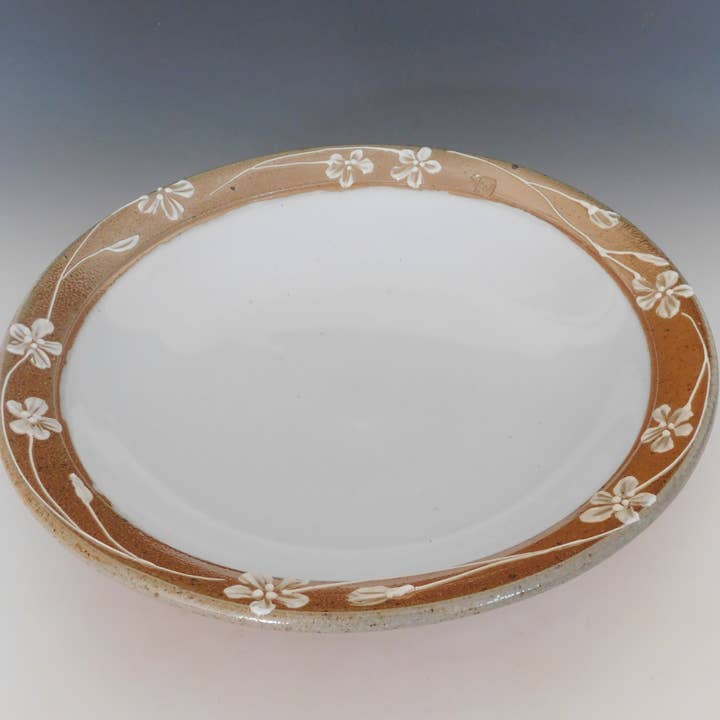 Fine Mess Pottery - Wholesale Serve Bowl - Pasta Serving Bowl. Flax Blossoms1