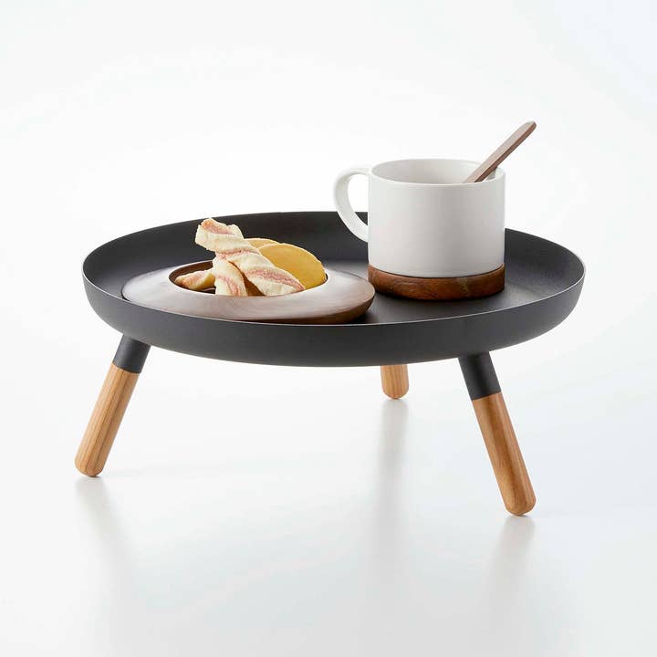 Yamazaki Home - Wholesale Decorative Tray - Countertop Pedestal Tray - Steel + Wood4