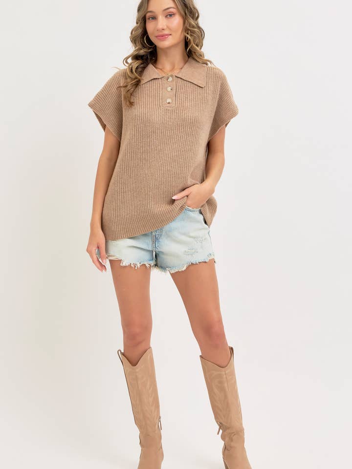 Sweet Lovely by Jen - Wholesale Knit Sweater - Women's - COZY CASUAL RELAXED FIT BUTTON PLACKET SWEATER TOP24