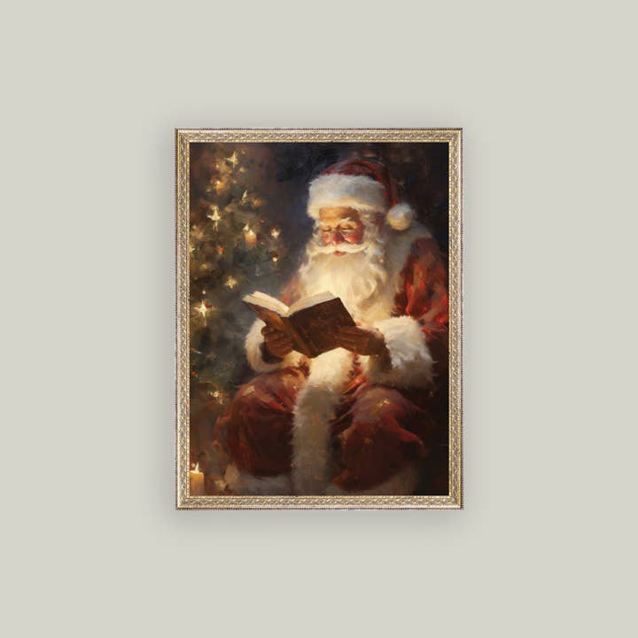 Petal Lane Home - Wholesale Christmas Wall Art - Classic Santa Framed Antique Art1