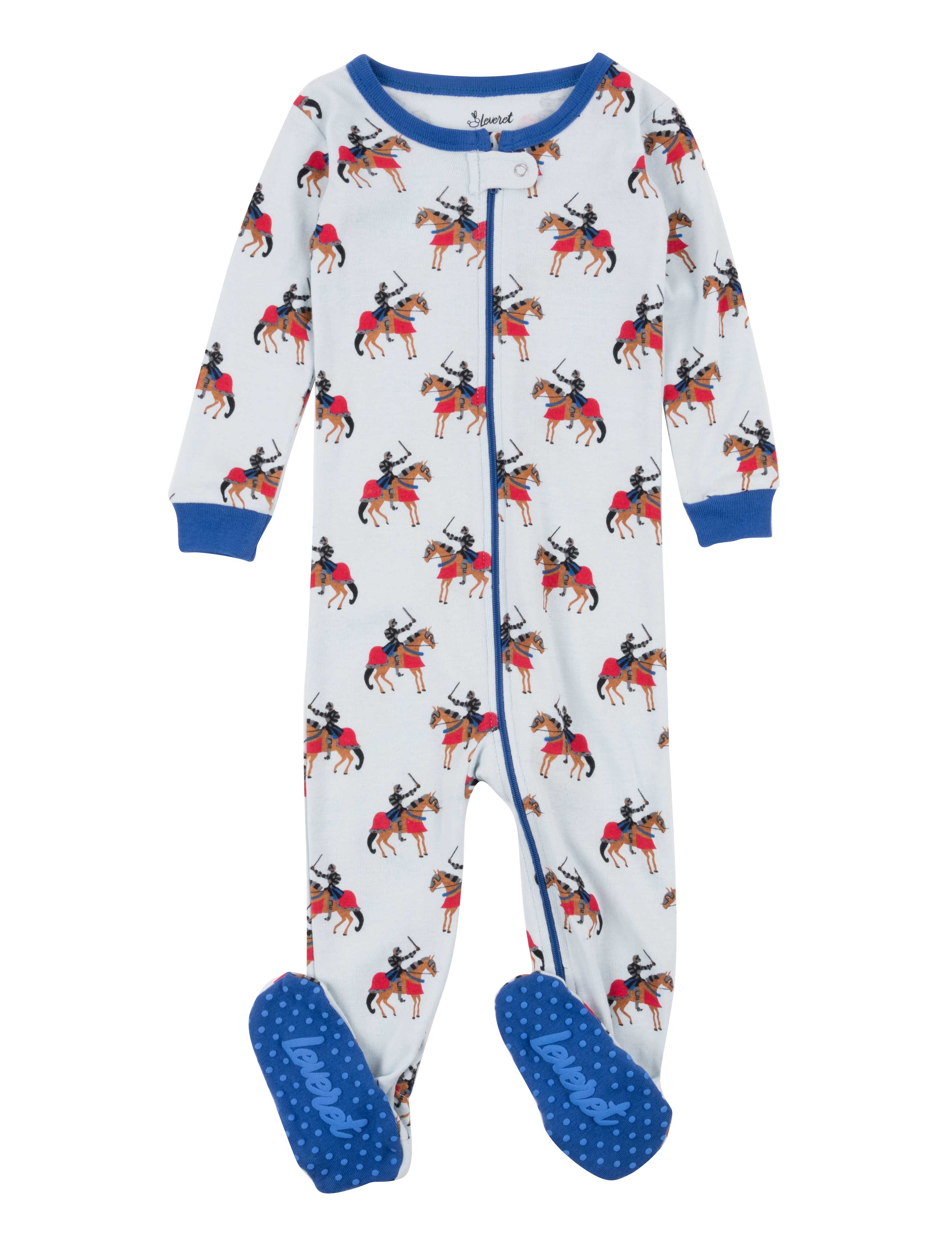 Leveret Pajamas - Wholesale Sleepsuit - Baby - Kids Footed Cotton Pajama Knights