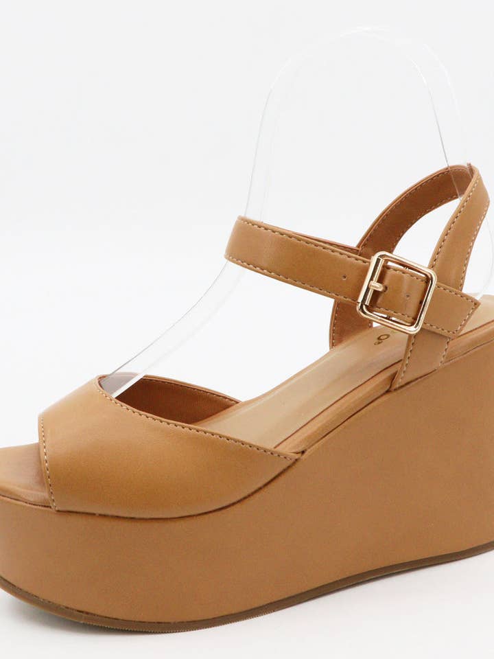 Mars Sky Shoes Wholesale - Wholesale Wedges - Women's - Bamboo Women Wedge Platform Buckle Ankle Strap Sandals