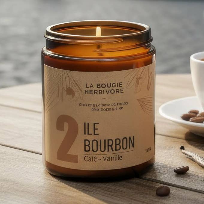 Bougie parfumée naturelle N°2 Ile Bourbon - 3 formats pour la vente par LA BOUGIE HERBIVORE