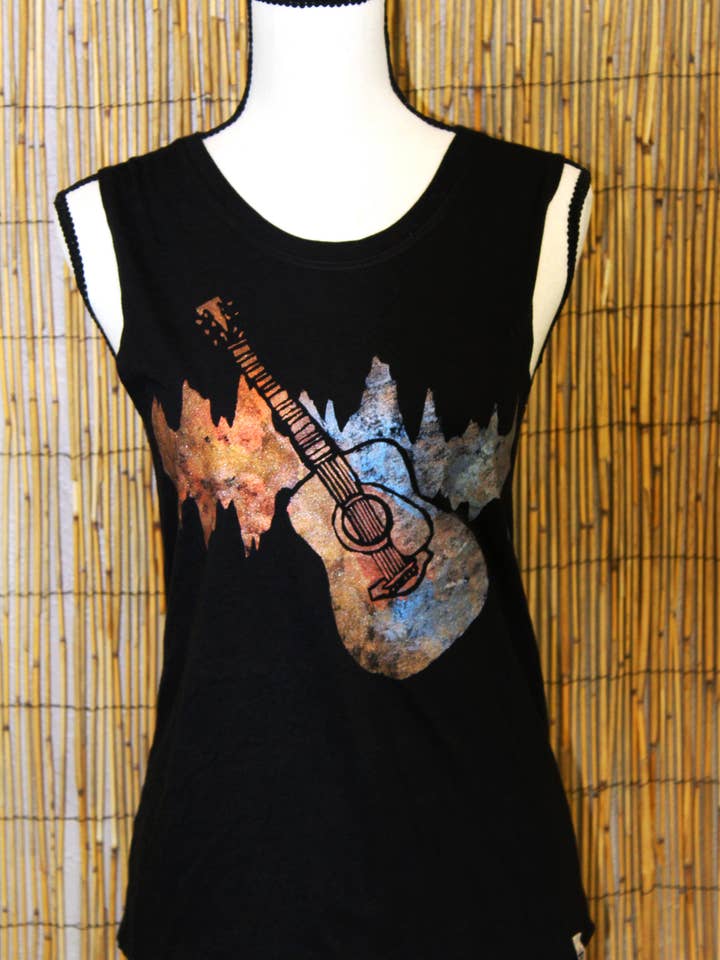 Guitar Hand Painted Women's Muscle Tank for wholesale by Third Wolf Designs