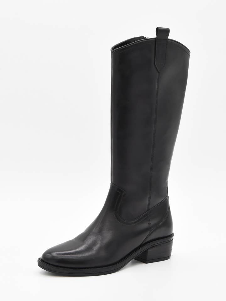 ROSA AMADA - Wholesale Boots - Women's - High Leather Boot With Low Block Heel0