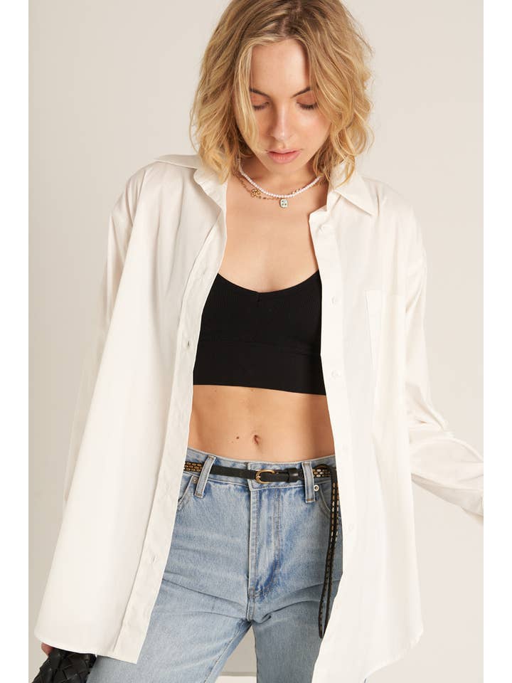 En Crème - Wholesale Button Down Shirt - Women's - Long Sleeve Oversize Button Down Shirt10