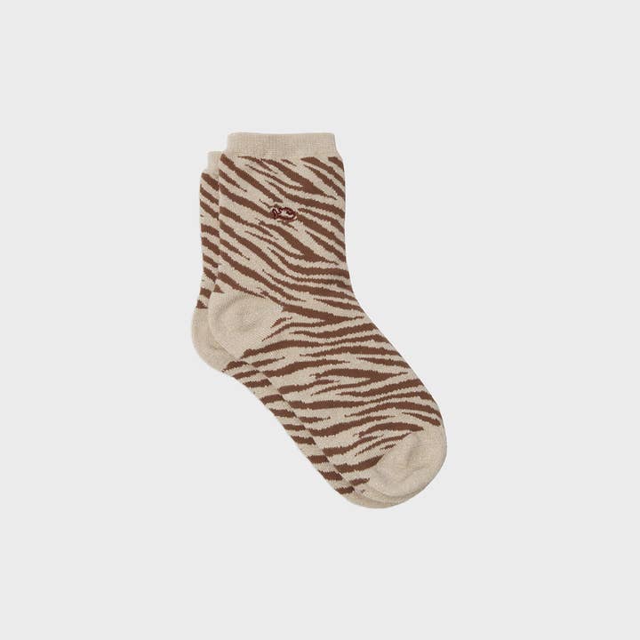 Zebra combed cotton socks - Beige for wholesale by BILLYBELT