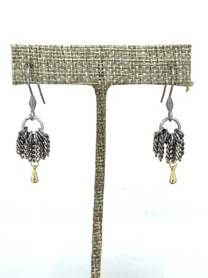 Friendy Handmade Mini Fringe Dangle Earrings, Gold Accent for wholesale by BMR