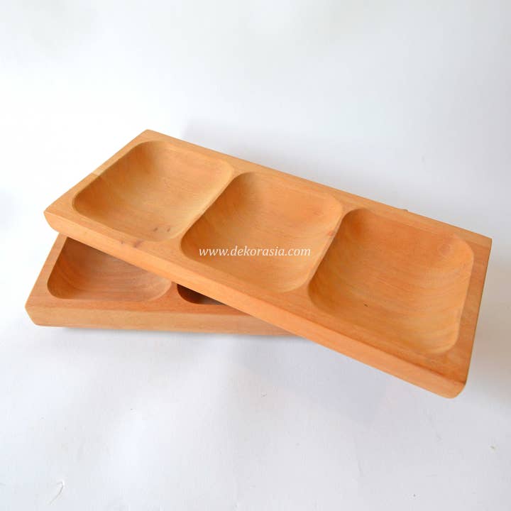 Dekor Asia Indonesia – wholesale Serving tray – Rectangular Tray with 3 Compartment, Wooden Serving Tray | Tableware | Free Shipping